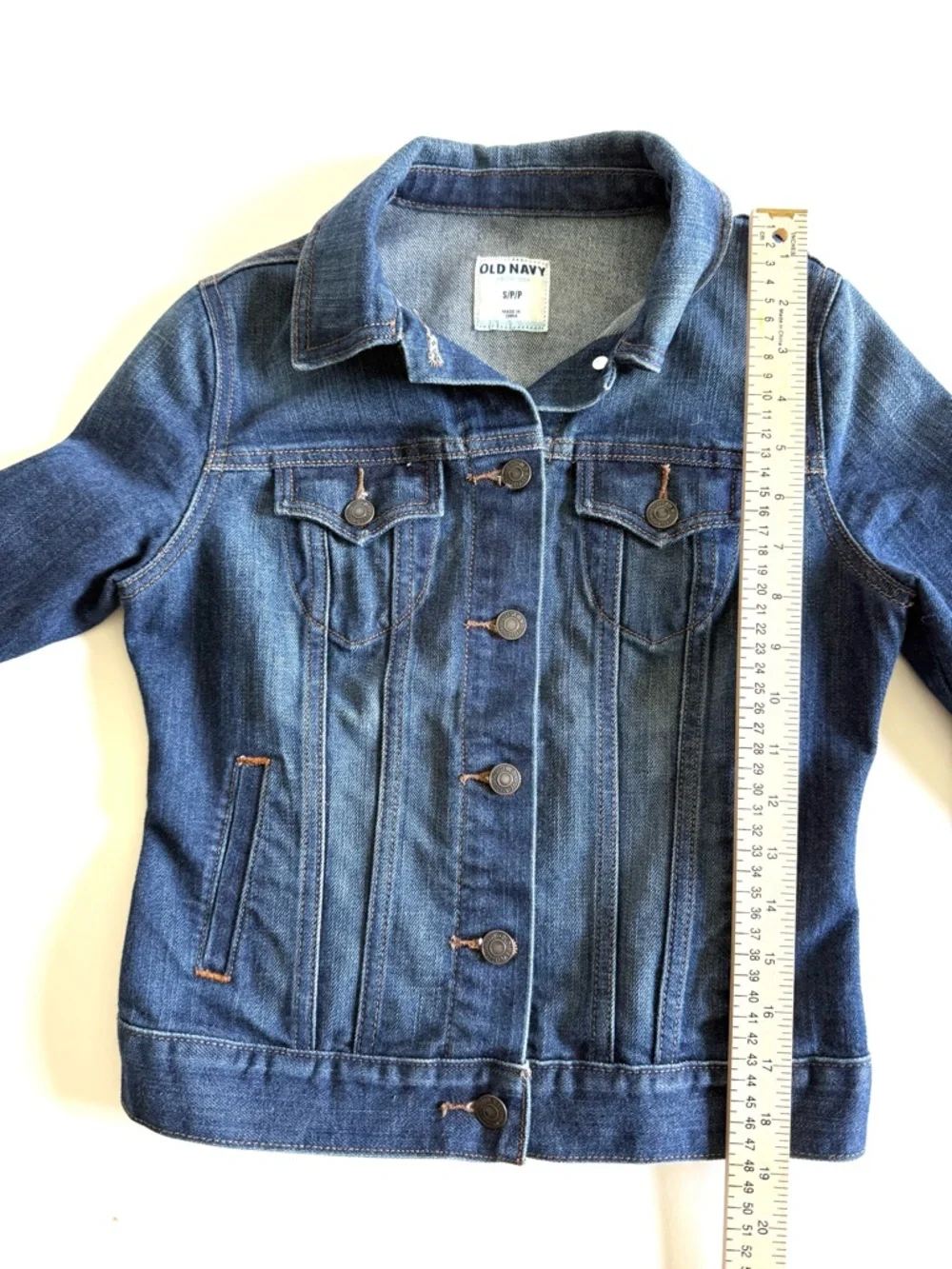 Old Navy Dark Worn Denim Trucker Jean Jacket Vintage 2012 Size S Classic - Picture 8 of 12